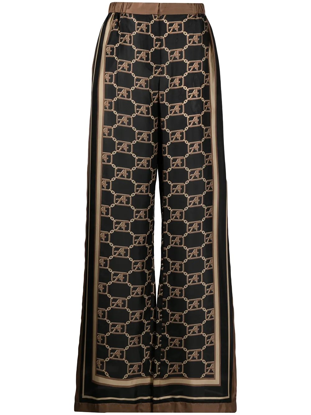 Logo-print Silk Trousers — Alberta Ferretti