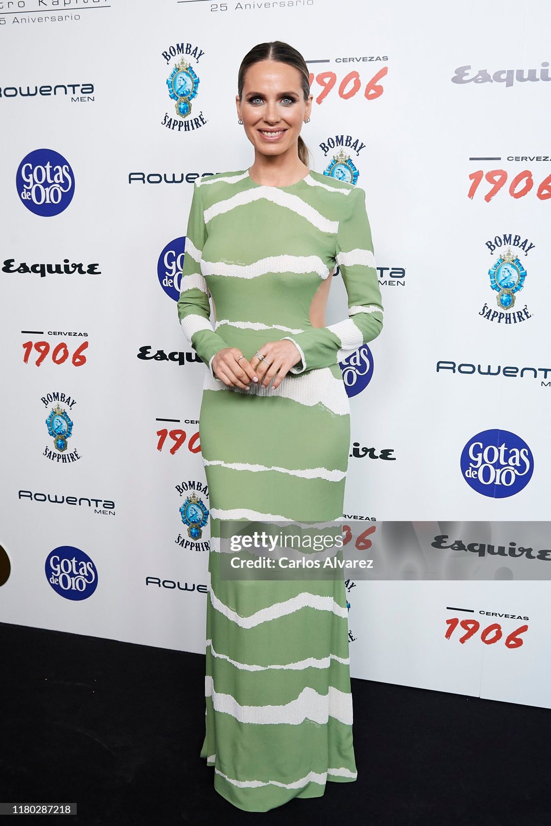 El Green Embroidered Dress de Elisabetta Franchi en un evento en Madrid