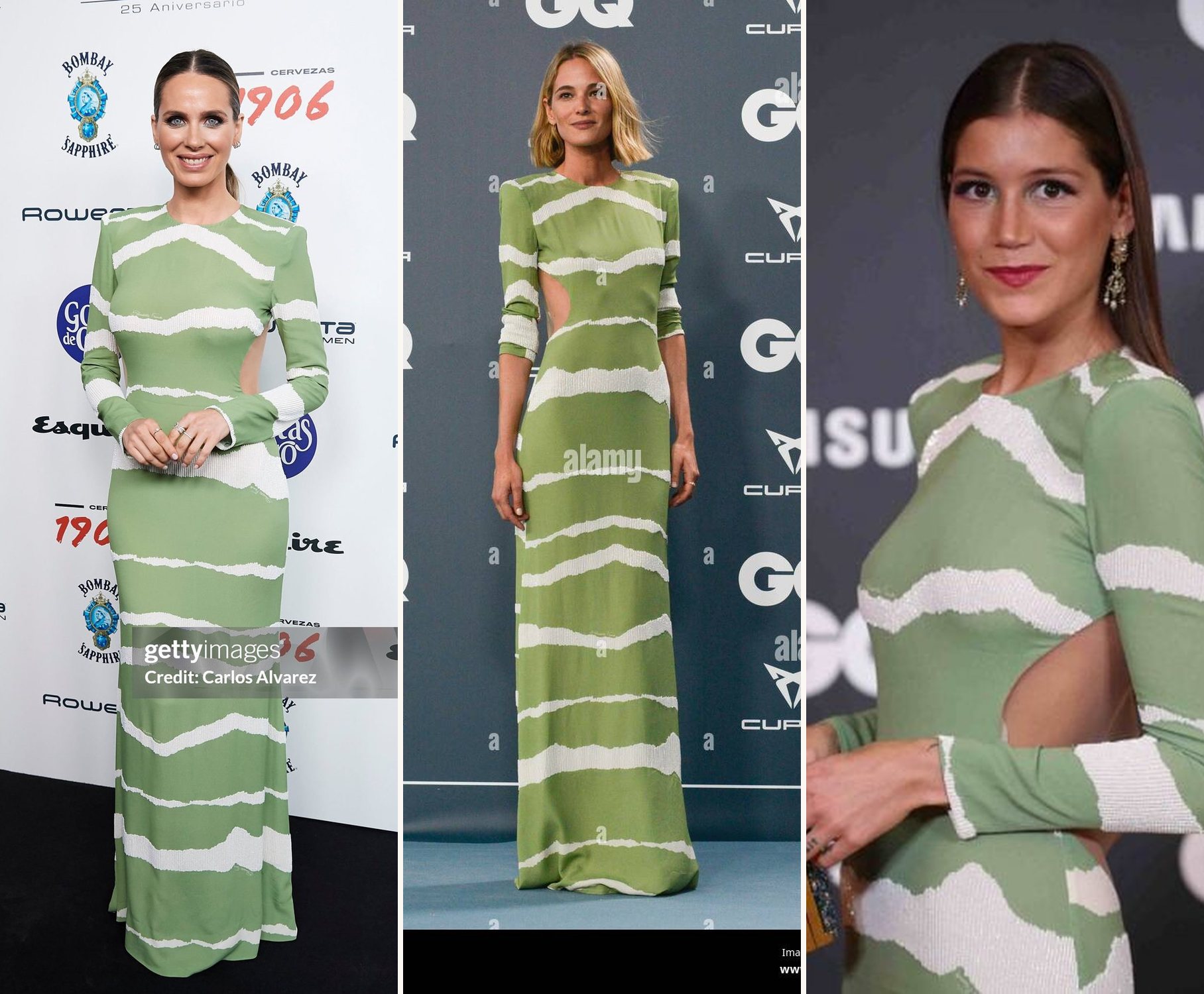 El Green Embroidered Dress de Elisabetta Franchi en tres alfombras