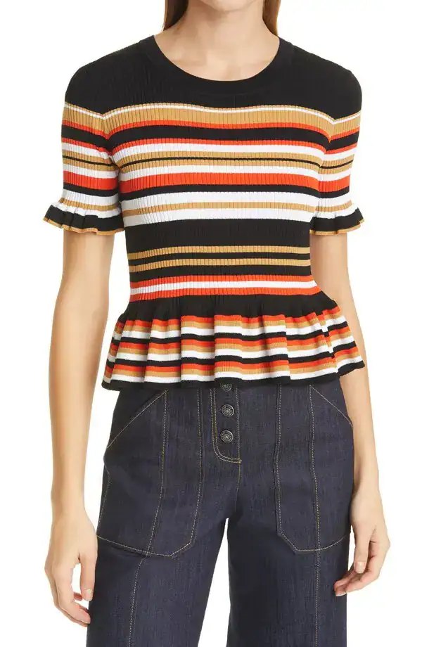 Milly Stripe Peplum Top — Cinq à Sept