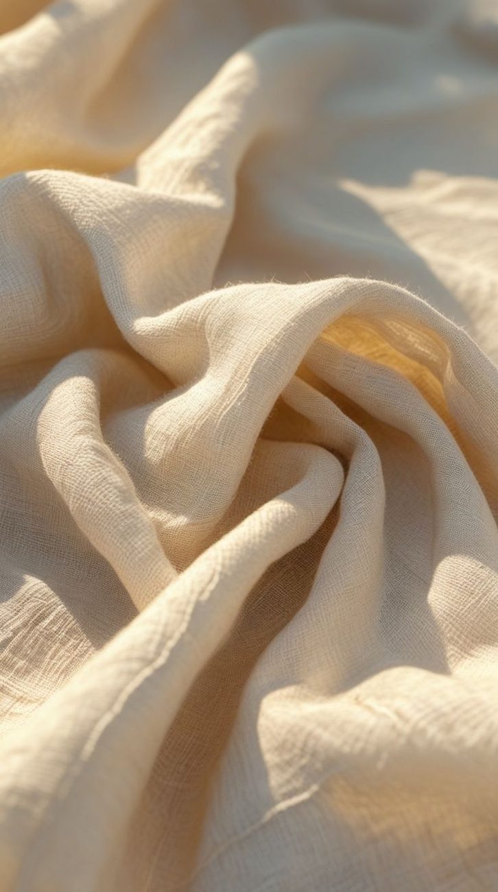 Textura de lino crema en primer plano